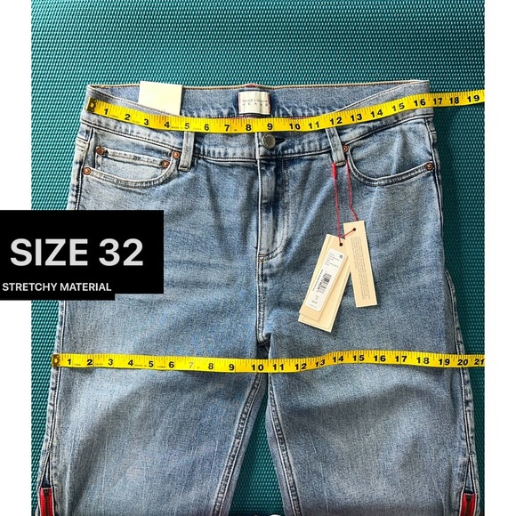 Alice + Olivia Rey Side Zipper Blue Red Wide Leg Jeans - Picture 8 of 13